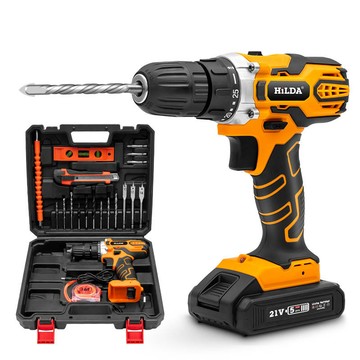 HILDA 電動工具系列21V電鑽起子+2件工具組 ( 雙電組 無震動功能)