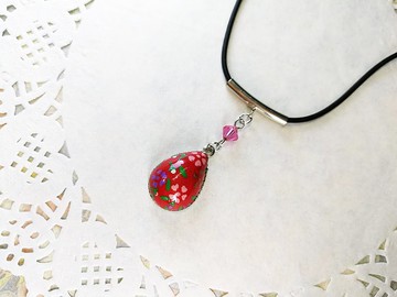 水滴形項鍊頸鍊 日本友禪紙 和紙(獨一商品)GY04-001