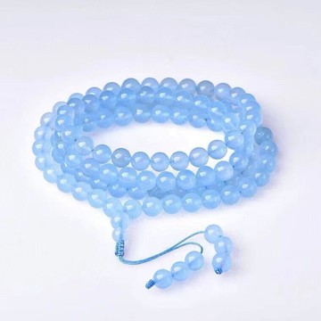 藍玉髓圓珠108顆手鍊 佛珠念珠手串 晶體亮麗 規格8mm民族風