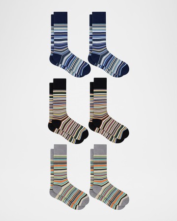 Men's Signature Stripe Stretch Cotton 6-Pack Crew Socks