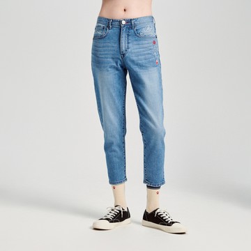 江戶勝｜男裝｜海浪印花丹寧錐形褲