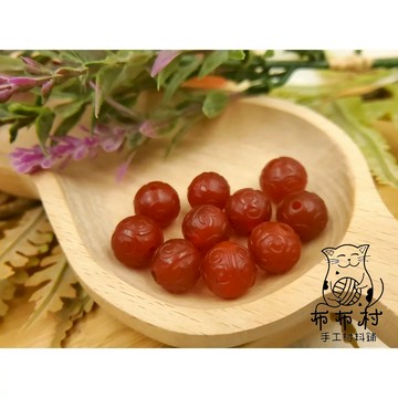 T44紅瑪瑙 古瑪瑙迴文珠雕刻 水晶文玩飾品