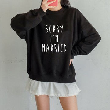 Sorry Married #2 男女大學T 刷毛 中性版 黑色 不好意思我結婚了