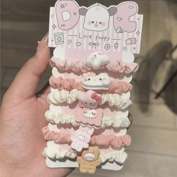 臺灣熱賣⚡髮圈 發繩 髮飾 新款甜心公主發圈可愛件套爆款KT小貓少女透明電話線日常百搭