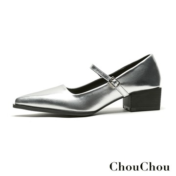 【ChouChou】復古摩登尖頭瑪莉珍鞋-銀 CH2015