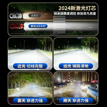 80改裝LED大燈超亮遠近光一體聚光超亮激光透鏡車燈上汽燈泡