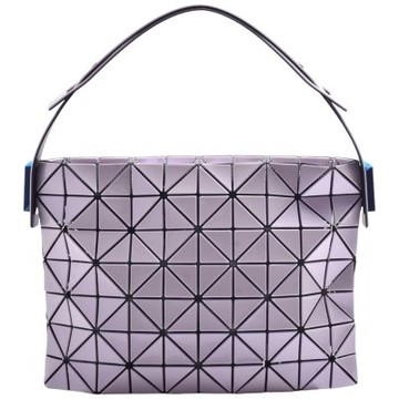 ISSEY MIYAKE 三宅一生BAOBAO幾何方格手提/肩背新月包(S-珍珠粉色)