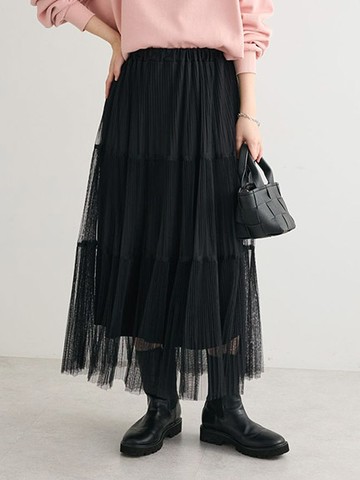 層次拼薄紗長裙(06001090400) - Green Parks