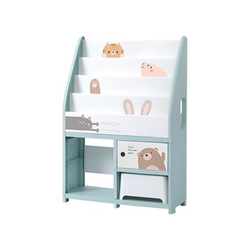 【Yeya也雅】萌想樂園兒童玩具繪本分類收納櫃(1大格+2小格1門+1儲物凳)-DIY-多色可選-躲貓貓