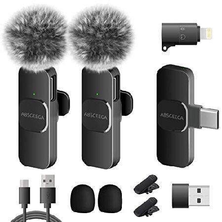 ABSGEEGA Wireless USB Lavalier Lapel Microphone for iPhone＆ iPad＆ Android Phones Professional Video Recording Lav Mic for Interview Vlog Liv