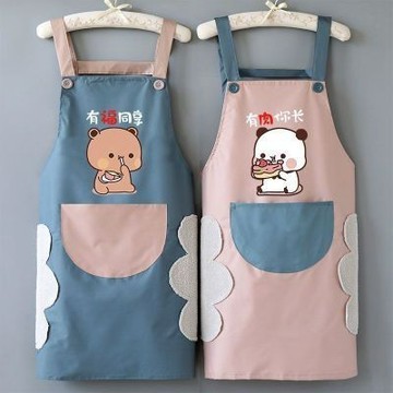 一二布布圍裙 一二 布布 布布圍裙 一二圍裙 圍裙 夏季新款韓版女時尚家用廚房圍裙 防水防油上班做飯大人圍腰工作服