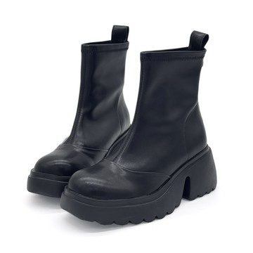 Burdette 糖霜Q彈經典素面輕量厚底鬆高瘦瘦短靴鬆鬆靴