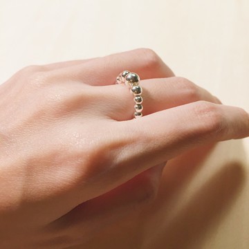 復古漸變純銀珠戒指