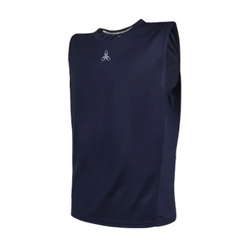 S HODARLA 男火焰圓領吸濕排汗背心-台灣製 上衣 反光 無袖 丈青