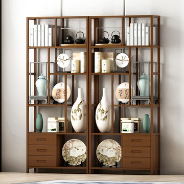 ??快速出貨?? 公司貨 博古架隔斷實木新中式茶室多寶閣展示茶葉柜簡約現代茶架子置物架