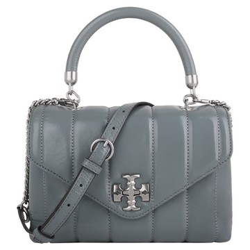 TORY BURCH 縫衍紋漆亮皮革斜背包(文青綠)中款