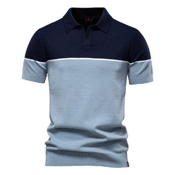 【巴黎精品】現貨+預購男上衣POLO衫針織衫短袖襯衫針織T恤簡約高彈力修身休閒男裝-拼色高爾夫球衫3色a1kn6