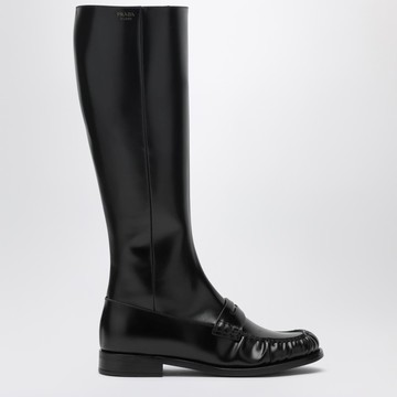Penny boots in black glossy leather