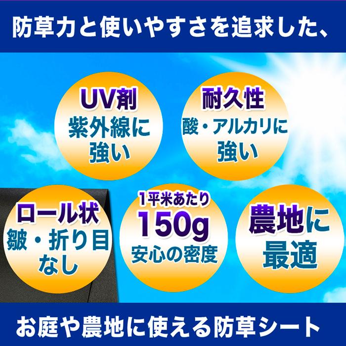 優良配送 硬い材質のため曲げて梱包できない防草シート 砂利下約8~10年 曝露約4~7年 GreenArts 150B 2mx50m