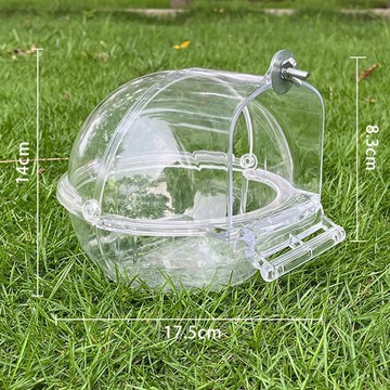 ⚡店鋪促銷⚡小鳥洗澡盆鸚鵡外掛洗澡盒小寵透明洗澡盆防濺一體圓型浴盆掛式【0710】