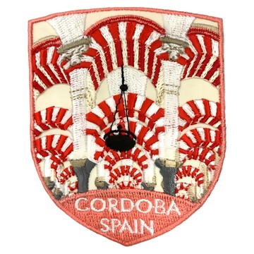 A-ONE 匯旺 西班牙科爾多瓦主教座堂地標造型刺繡 7.5 x 6cm聚酯纖維刺繡線  NO.253 科爾多瓦主教座堂 紅色  1個