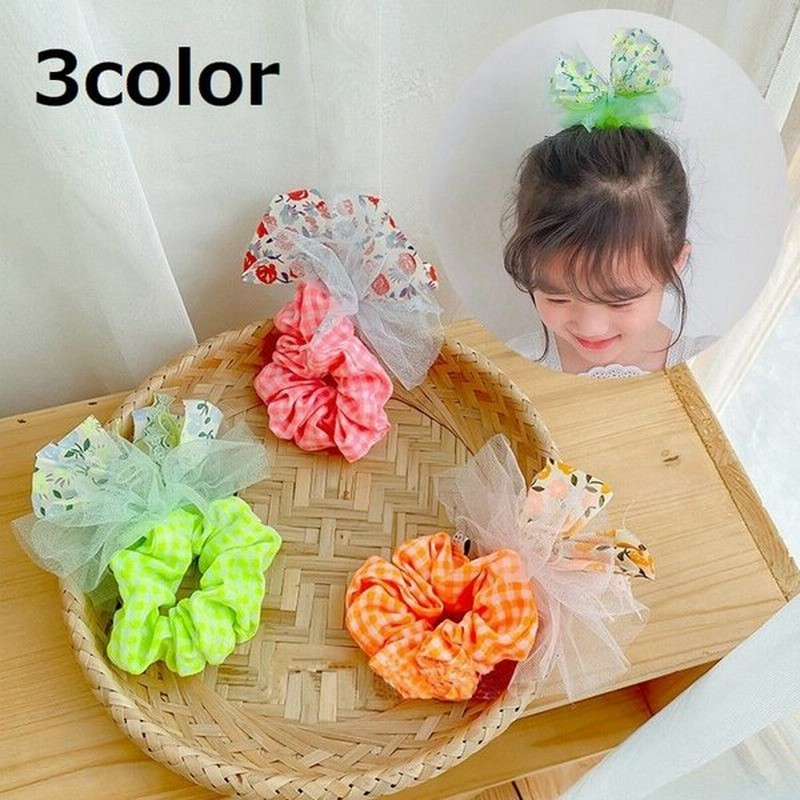 シュシュ ヘアゴム 髪留め キッズ 子供用 ヘアアクセサリー 花柄 チュールレース メッシュ ネオンカラー 髪ゴム まとめ髪 髪飾り ヘアアレンジ お 通販 Lineポイント最大get Lineショッピング