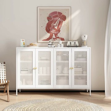 ??快速出貨 可開發票 法式餐邊柜家用廚房一體靠墻收納柜奶油風客廳邊柜茶水置物櫥柜子