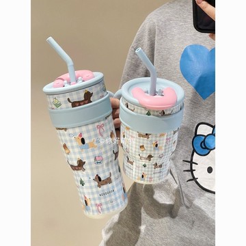 保溫瓶 隨行杯 冰霸杯 保溫瓶 冰壩杯 隨身杯 保冰杯 保溫杯大容量女生高顔值帶吸管杯316不銹鋼杯子ins可愛便攜水杯