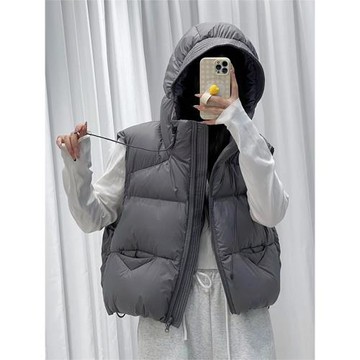 輕柔泡芙馬甲女短款2025新款冬裝連帽小個子棉服馬夾無袖加厚外套