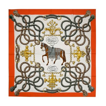 Hermes 愛馬仕Palefroi 140手工捲邊斜紋真絲大方巾/披肩(淺海軍藍/雲紋灰/青銅色)