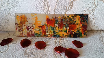 抽象原作  过渡期 10x30厘米 油画纸板 维多利亚 瓦卢克