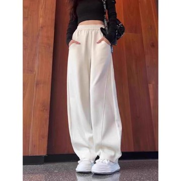 白色香蕉鐮刀衛褲女秋冬2025新款爆款高腰垂感小個子直筒闊腿褲子