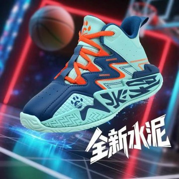 ABC兒童籃球鞋男女童皮面防水防滑中大童軟底運動鞋系帶男孩球鞋