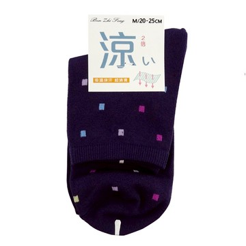 0115超細涼爽1/2襪-方格深紫