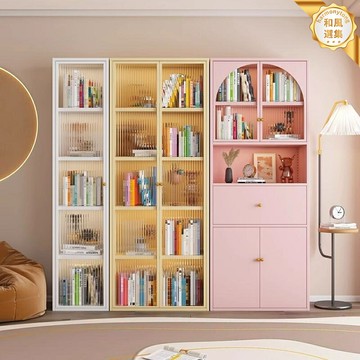 【鋼製防塵】書櫃 書架 收納櫃 展示櫃 儲物櫃 置物架 多層落地式 鐵藝簡約 客廳家用 兒童玩具收納