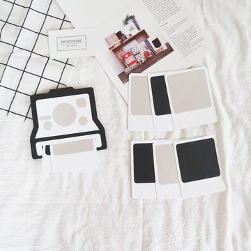 現貨 / 寶麗來拍立得造型手工卡片 X 黑/灰－情人節卡片 生日卡片