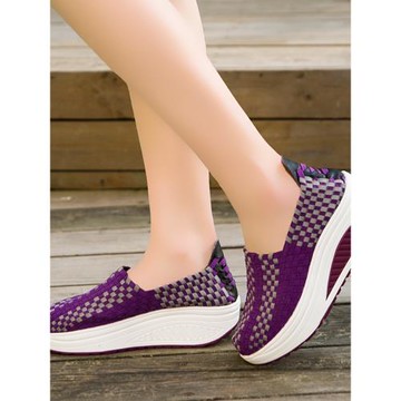 夏季透氣女鞋編織鞋搖搖鞋34碼女鞋單鞋套腳鞋純手工松緊帶編織鞋