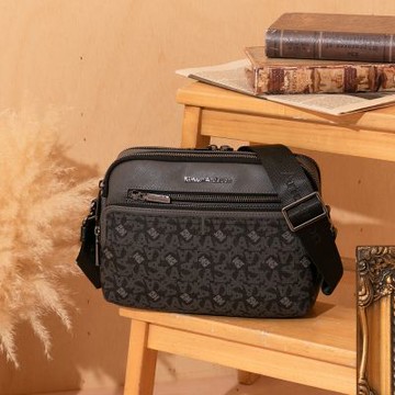 【金安德森】Eclipse 經典老花紋拉鍊包-黑曜灰