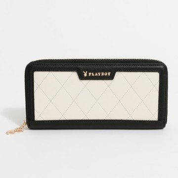 PLAYBOY - 拉鍊長夾  Limelight系列 - 黑白色/542-5813-01-3