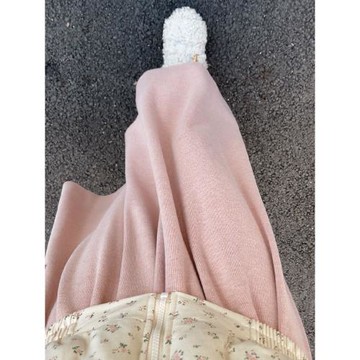 粉色山本裙女春秋款2024新款高腰a字顯瘦中長款傘裙小個子半身裙