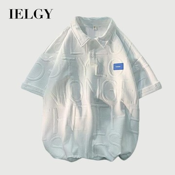 IELGY Polo 領短袖女式寬鬆字母印花 T 恤
