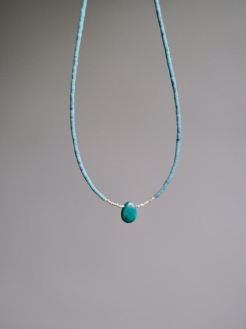 綠松石小淚珠純銀項鍊