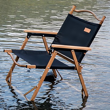 理享家 克米特折疊露營椅 櫸木手把 加大(52 x 49 x 76cm)  黃管黑布  1個