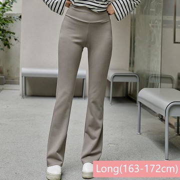 韓國女裝連線 - 高腰包覆舒適彈力美腿褲-Long(163-172cm適穿)-灰綠