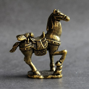 實心純黃銅辦公桌面小擺件馬上贏古銅茶寵飾品工藝品禮品手把玩件