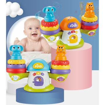 現貨〔嬰幼兒玩具H4L』聲光音樂 平衡套塔趣味 ♥ 七色翹翹板 搖擺彩虹塔 疊疊圈 平衡積木 套圈圈 疊疊樂 翹翹板