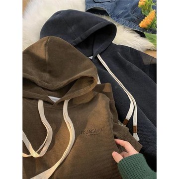 連帽衛衣男春秋新款潮流寬松休閑外套美式復古套頭上衣青少年衣服