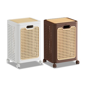 【Mr.box】藤編洗衣收納籃 F款F款-焦糖褐