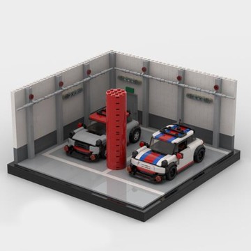 MOC積木8格車專用停車場停車位拼裝speed系列男孩玩具十級難度
