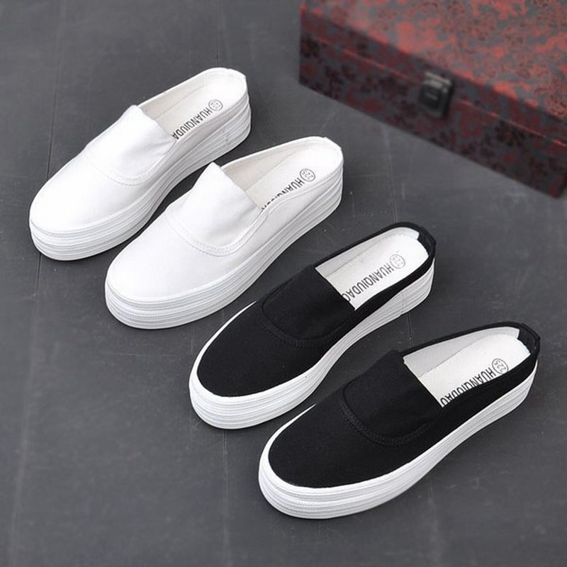 かかとなし スリッポン キャンバス 厚底 スニーカー レディース プラットフォーム サボ クロッグ スリッパ バブーシュ カジュアル フラットシューズ 通販 Lineポイント最大get Lineショッピング